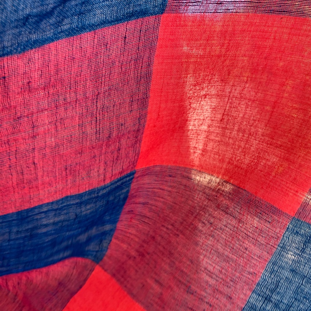MARC By Marc Jacobs Stacey Gingham Scarf Blue/Pink - Picture 12 of 15